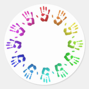 Pegatina Redonda Handprints coloreados
