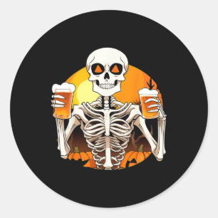 Pegatina Redonda Hands Beer Funny Bebiendo Halloween Mujeres