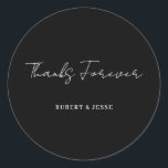 Pegatina Redonda Handwritten Black Wedding Thank You Sticker<br><div class="desc">Add a personal touch to your wedding stationery with this handwritten black wedding thank-you sticker. Featuring classic round design and elegant script,  these stickers are perfect for sealing envelopes,  gift bags,  or favors with timeless style.</div>