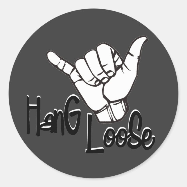 Pegatina Redonda Hang Loose - Rótulo de mano (Anverso)
