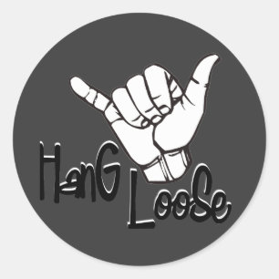 Pegatina Redonda Hang Loose - Rótulo de mano