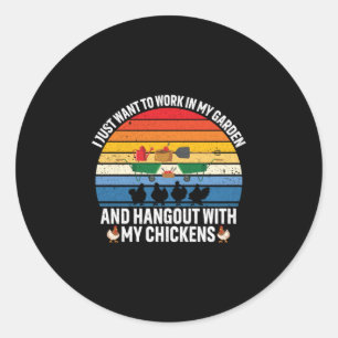 Pegatina Redonda Hangout de arte de pollo con mis pollos