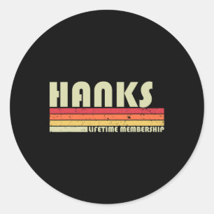 Pegatina Redonda Hanks Surname Funny Retro Vintage años 80 años 90