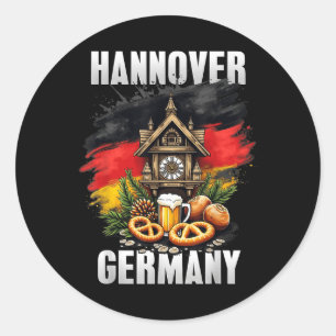 Pegatina Redonda Hannover Alemania Souvenir Bandera Alemana Viaje