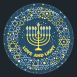 Pegatina Redonda Hannukah Menorah<br><div class="desc">Celebrar Hanukkah</div>