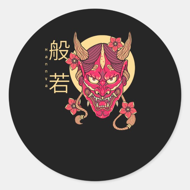 Pegatina Redonda Hannya Mask (Anverso)