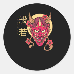 Pegatina Redonda Hannya Mask