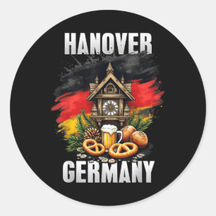 Pegatina Redonda Hanover Alemania Souvenir Bandera Alemana Viaje