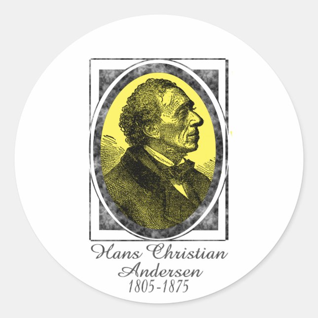 Pegatina Redonda Hans Christian Andersen (Anverso)