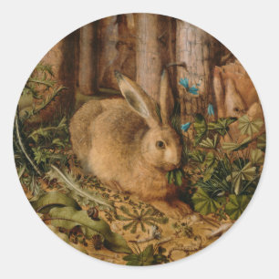 Pegatina Redonda Hans Hoffmann A Hare In The Forest