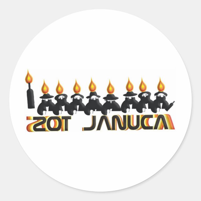 Pegatina Redonda Hanukkah (Anverso)