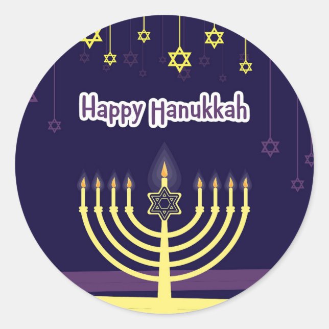 Pegatina Redonda Hanukkah (Anverso)