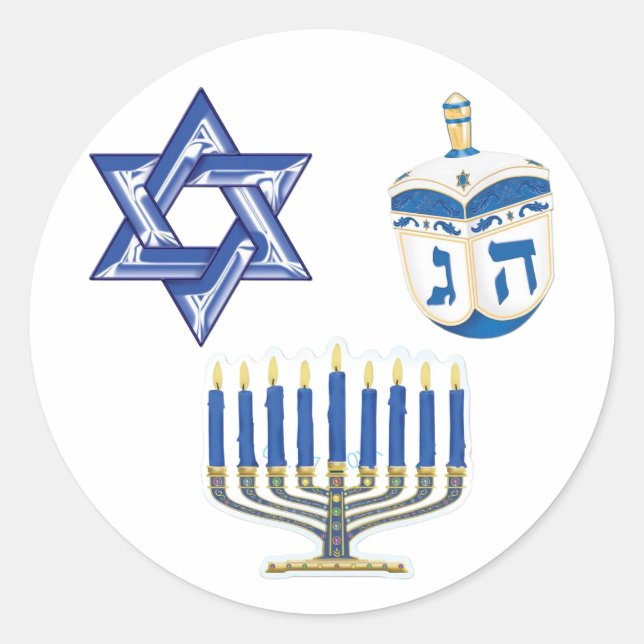 Pegatina Redonda Hanukkah (Anverso)