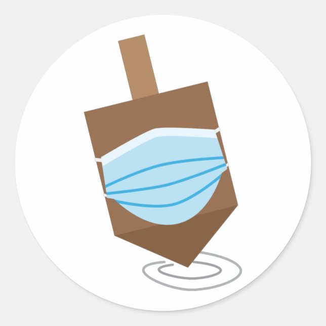 Pegatina Redonda Hanukkah 2020 - Tapa giratoria con máscara facial (Anverso)