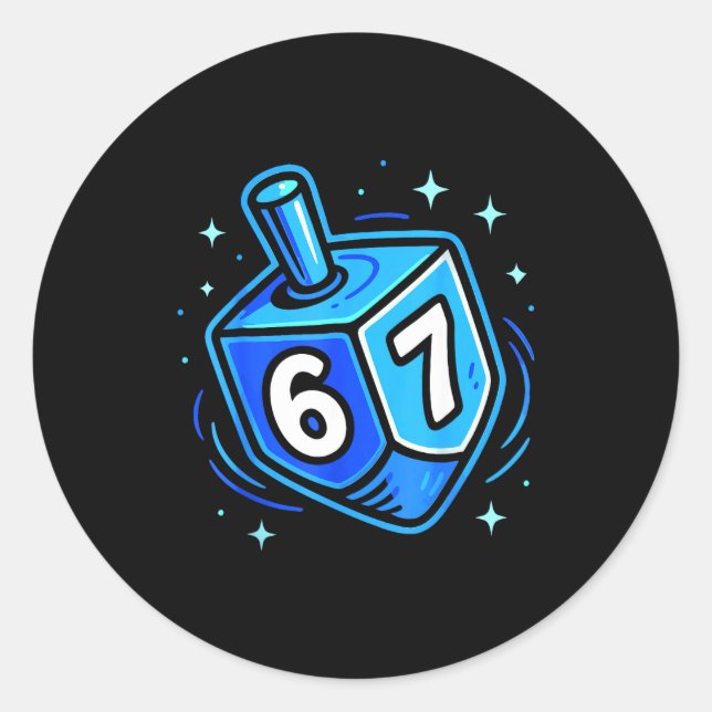 Pegatina Redonda Hanukkah 67 Six Seven Boy Girl Kids 67 Meme Hanukk (Anverso)