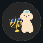 Pegatina Redonda Hanukkah Chanukah Poodle Perro Lover Menorah<br><div class="desc">Hanukkah Chanukah Poodle Perro Lover Menorah</div>