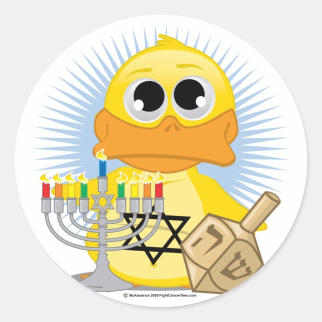 Pegatina Redonda Hanukkah Duck (Anverso)