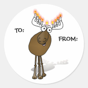 Pegatina Redonda Hanukkah Gift pegatina; TO: DE: