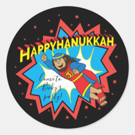 Pegatina Redonda Hanukkah Judah Maccabee Chanukah Round