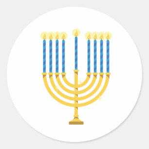 Pegatina Redonda Hanukkah Menorah