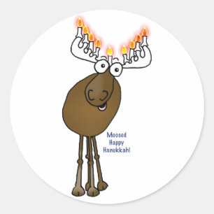 Pegatina Redonda ¡Hanukkah moose!