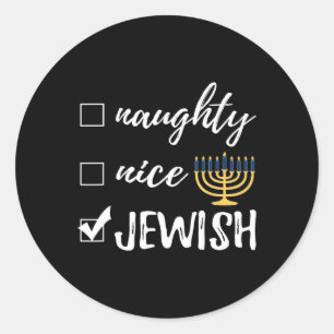 Pegatina Redonda Hanukkah, Navidades graciosos y graciosos judíos