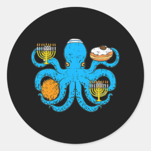 Pegatina Redonda Hanukkah Octopus Chanukah