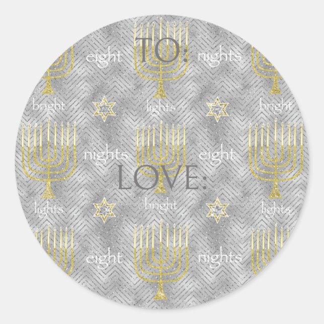 Pegatina Redonda Hanukkah Pegatinas elegantes (1 1/2"/3") (Anverso)