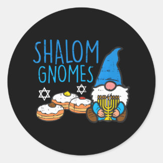 Pegatina Redonda Hanukkah Shalom Gnomes Funny Chanukah Judío