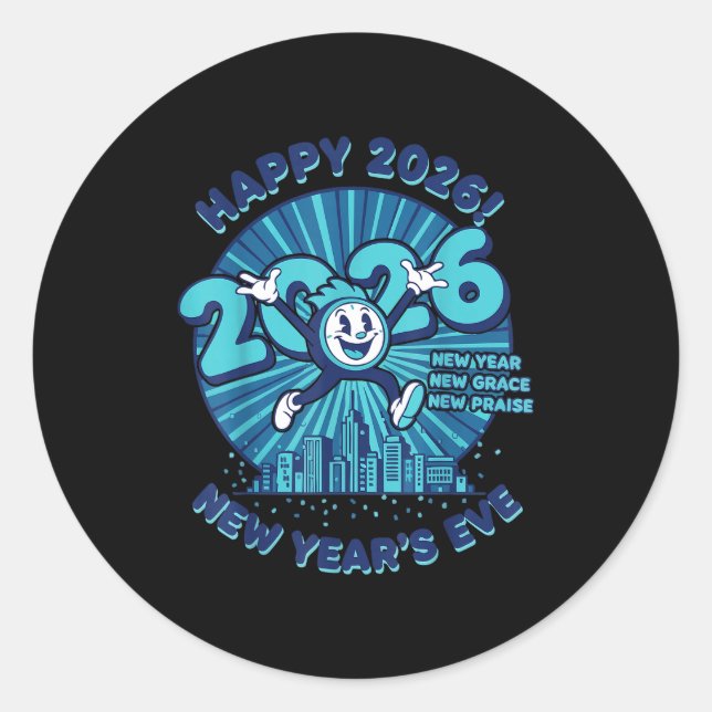 Pegatina Redonda Happy 2026 New Year's Eve Celebration Design  (Anverso)