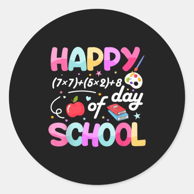 Pegatina Redonda Happy 67 Days Of School 67th Day Smarter Six Seven (Anverso)