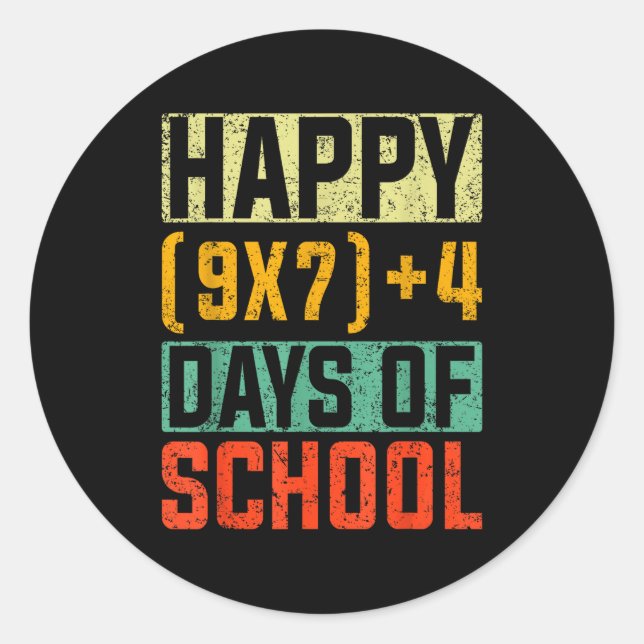 Pegatina Redonda Happy 67 Days Of School Math Teacher Students Six  (Anverso)