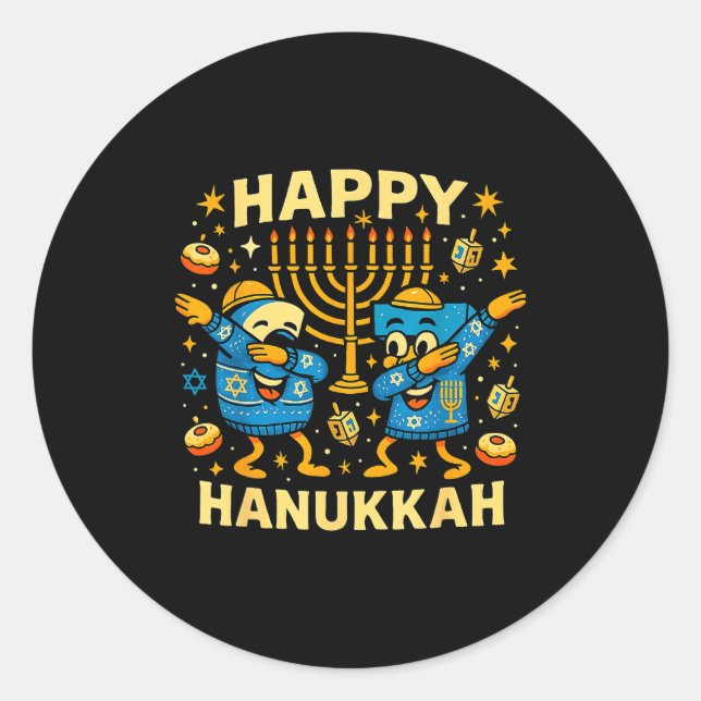 Pegatina Redonda Happy 67 Hanukkah Funny Holiday Meme Design  (Anverso)