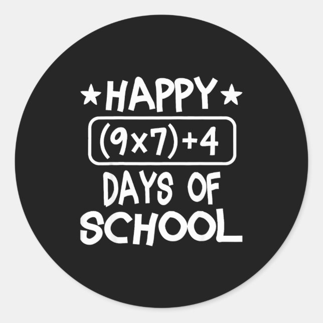 Pegatina Redonda Happy 67th Day Of School Six Seven Kids  (Anverso)