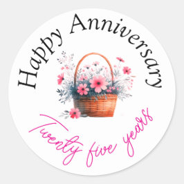 Pegatina Redonda Happy anniversary stickers