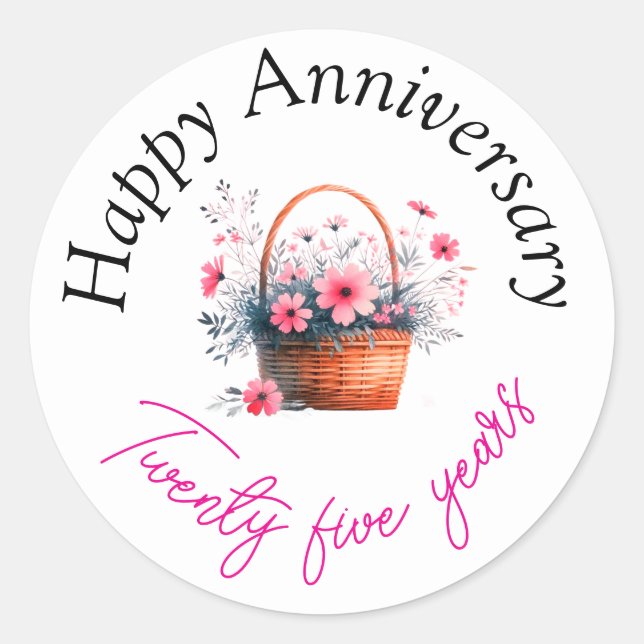 Pegatina Redonda Happy anniversary stickers  (Anverso)