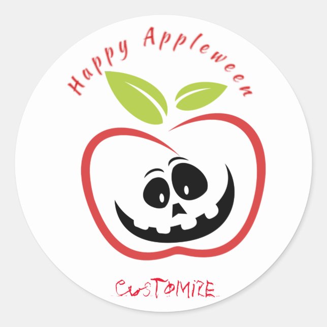 Pegatina Redonda Happy Appleween Jack O'lantern Thunder_Cove (Anverso)