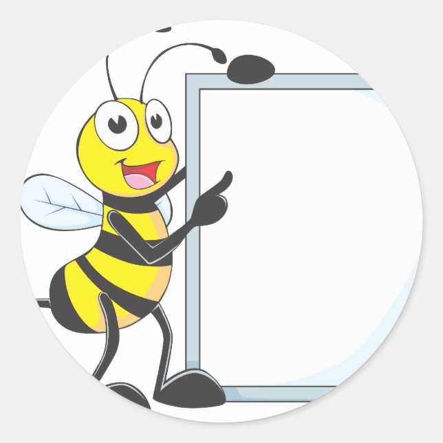 Pegatina Redonda Happy Bee (Anverso)