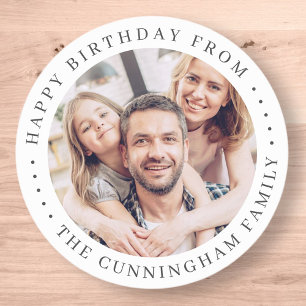 Pegatina Redonda Happy Birday Classic Simple Family Photo