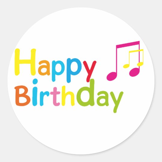 Pegatina Redonda Happy Birthday