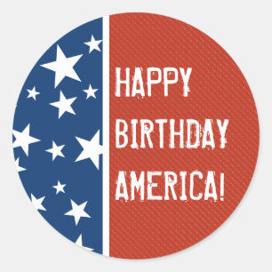 Pegatina Redonda Happy Birthday America Sticker