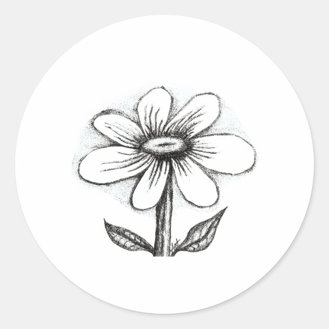 Pegatina Redonda Happy Birthday card for her with daisy (Anverso)