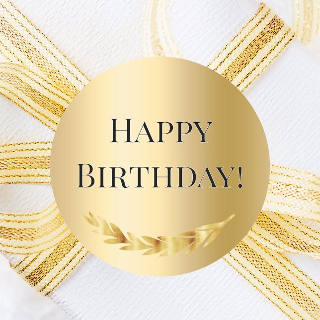 Pegatina Redonda Happy Birthday Gold decor (Subido por el creador)