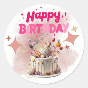 Pegatina Redonda Happy Birthday Pegatina/ Stickers