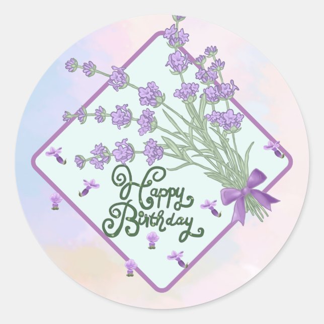 Pegatina Redonda Happy Birthday Runder Aufkleber (Anverso)