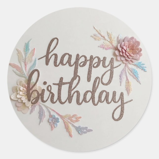 Pegatina Redonda Happy birthday sticker  (Anverso)