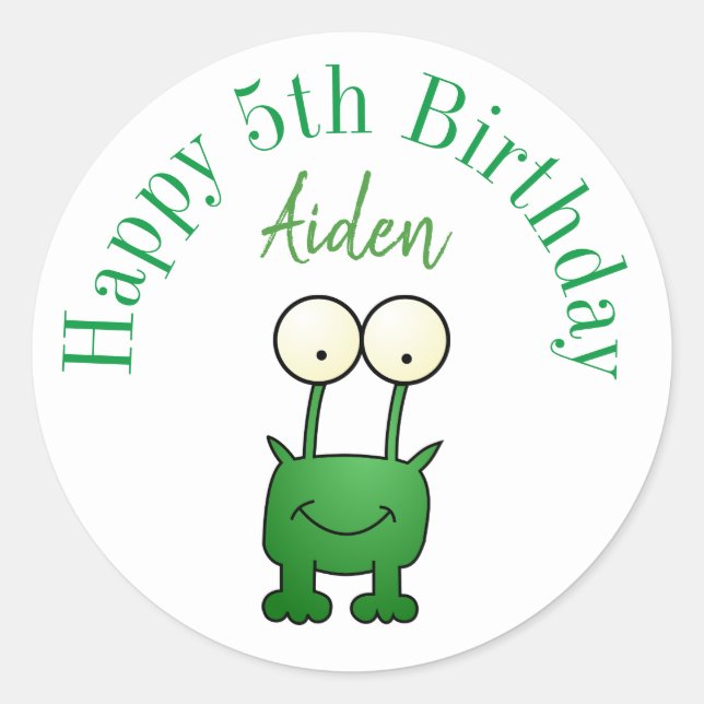 Pegatina Redonda Happy birthday stickers personalized (Anverso)