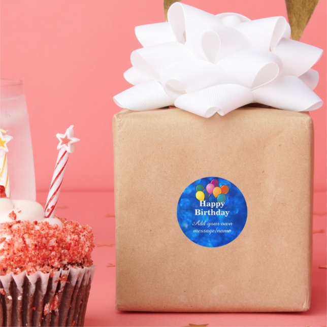 Pegatina Redonda Happy Birthday TEMPLATE, personalize, (Fiesta)