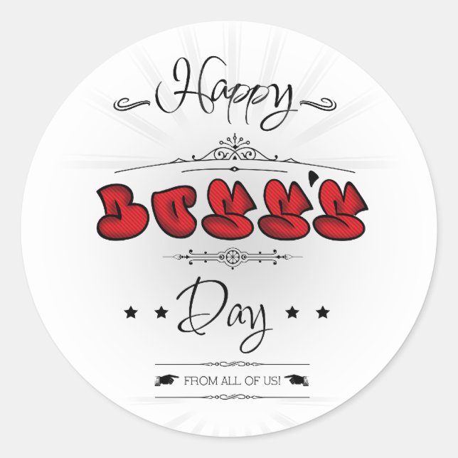 Pegatina Redonda Happy Boss's Day (Anverso)