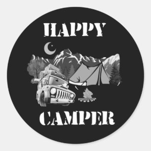 Pegatina Redonda Happy Camper Funny Camping